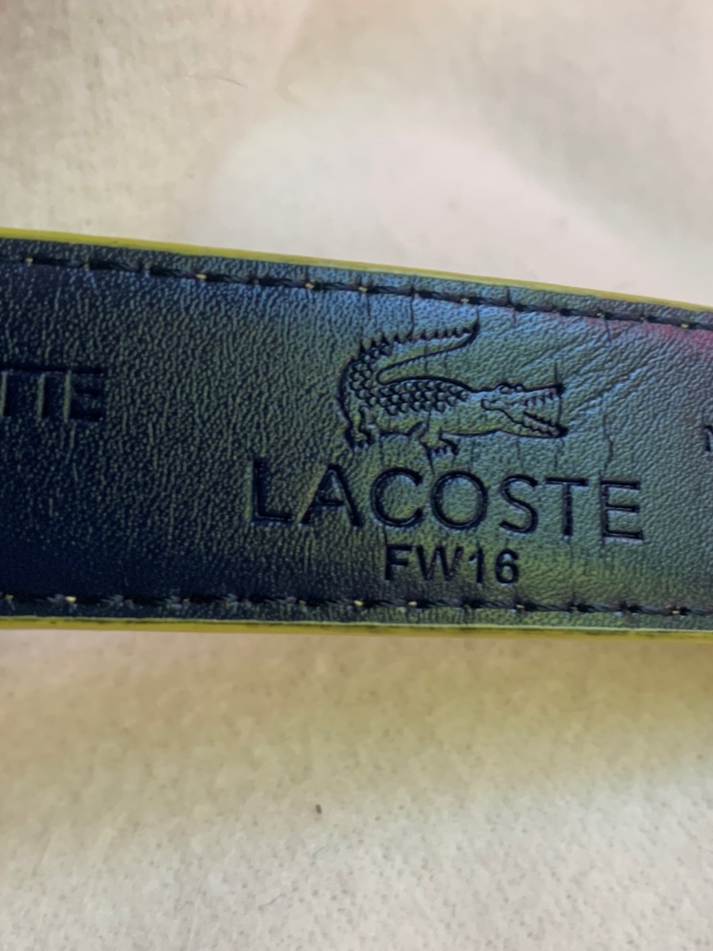 Vintage Lacoste Yellow-Green Leather Belt - Picture 10 of 12